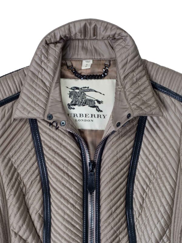 Burberry Quilted Leather Fitted Coat Taupe