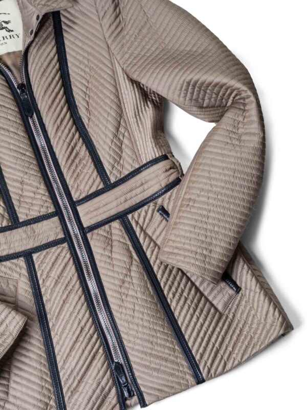 Burberry Quilted Leather Fitted Coat Taupe