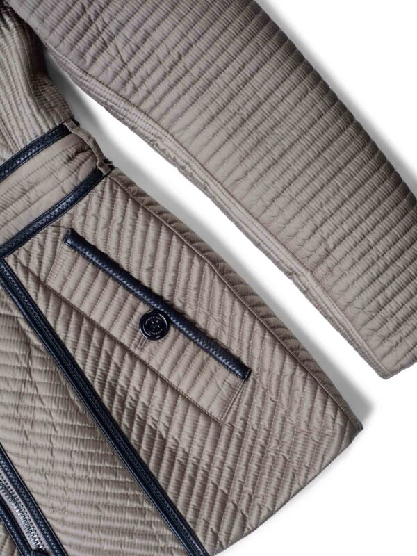 Burberry Quilted Leather Fitted Coat Taupe