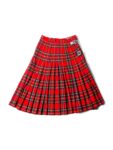 Burberry Vintage Wool Tartan Wrap Kilt Pleated Skirt Red Green