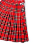 Burberry Vintage Wool Tartan Wrap Kilt Pleated Skirt Red Green