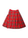 Burberry Vintage Wool Tartan Wrap Kilt Pleated Skirt Red Green