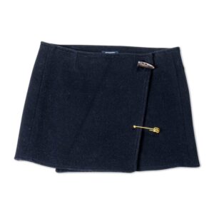 Burberry Wool Toggle Wrap Mini Skirt Black