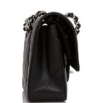 Chanel Medium Classic Double Flap Bag Black Quilted Caviar Silver Hardware