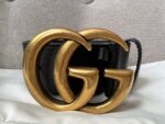 Gucci GG 2015 Re edition Marmont Black Wide Leather Belt with Gold Buckle