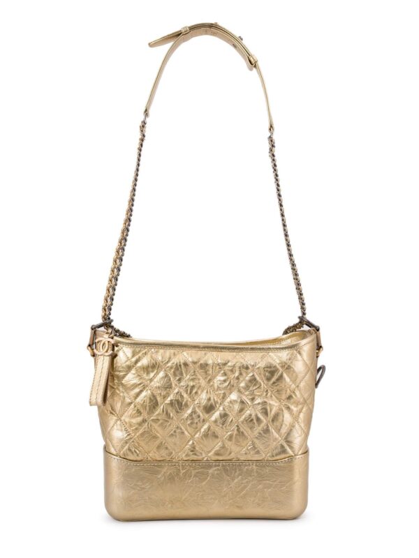 CHANEL Aged Calfskin Quilted Leather Medium Gabrielle Messenger Bag Gold