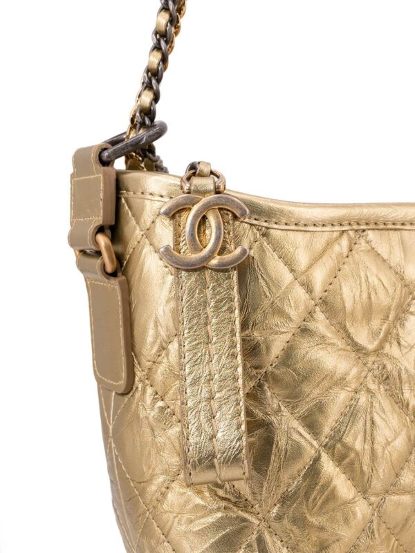 CHANEL Aged Calfskin Quilted Leather Medium Gabrielle Messenger Bag Gold