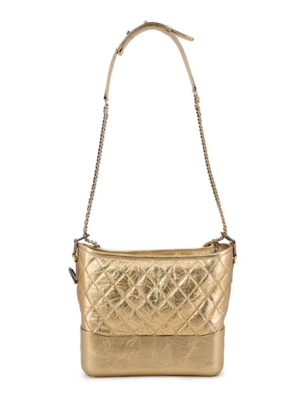 CHANEL Aged Calfskin Quilted Leather Medium Gabrielle Messenger Bag Gold