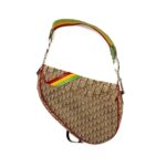 Dior Vintage Saddle Bag Canvas/ Leather Multicolour