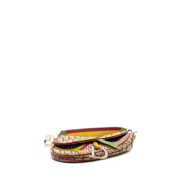 Dior Vintage Saddle Bag Canvas/ Leather Multicolour