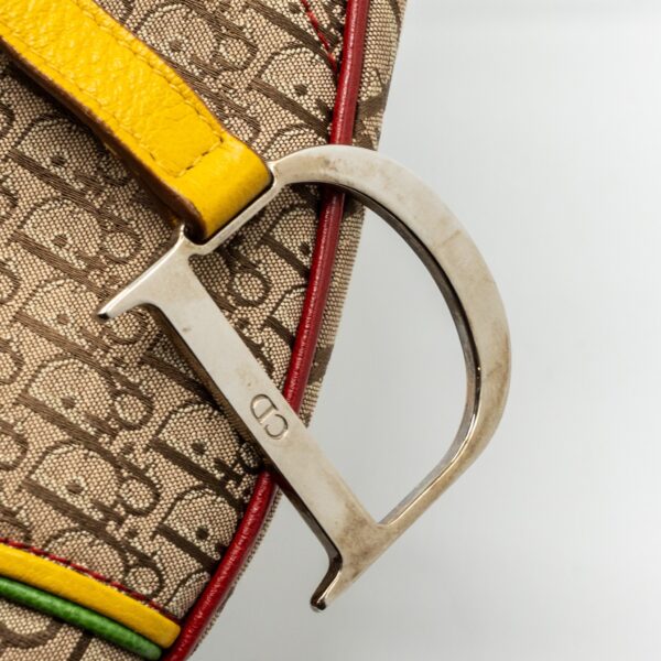 Dior Vintage Saddle Bag Canvas/ Leather Multicolour