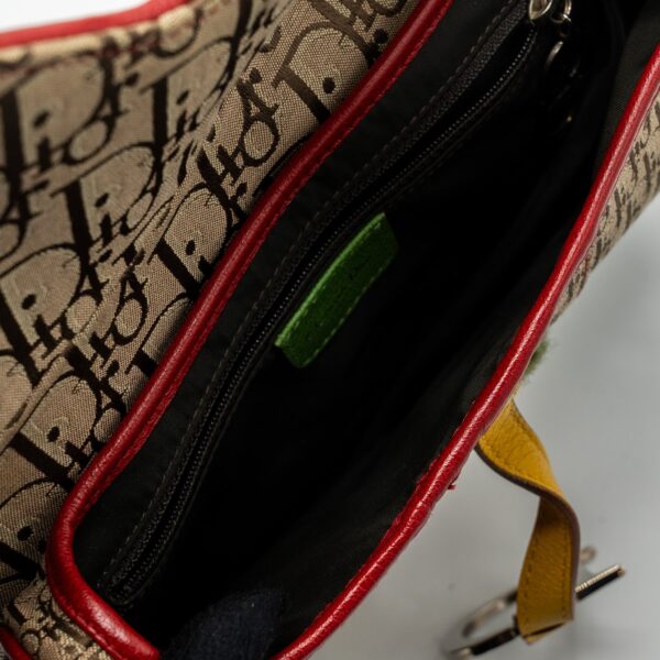 Dior Vintage Saddle Bag Canvas/ Leather Multicolour