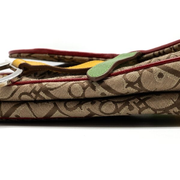 Dior Vintage Saddle Bag Canvas/ Leather Multicolour