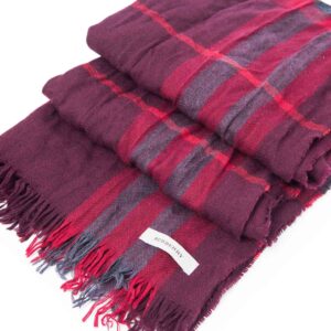Burberry Cashmere Logo House Check Scarf Dark Red