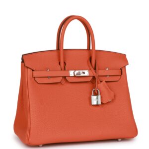 Hermes Birkin 25 Orange Togo Palladium Hardware
