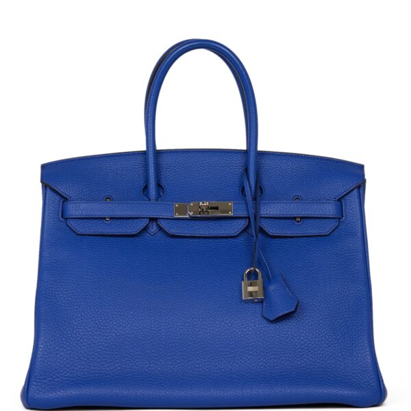 Top Quality Hermes Birkin 35 Bleu Electric Togo Palladium Hardware