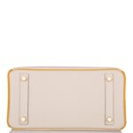 Hermes Special Order (HSS) Birkin 25 Craie and Jaune Ambre Togo Brushed Gold Hardware