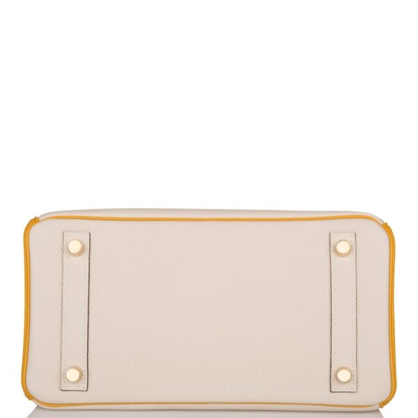 Hermes Special Order (HSS) Birkin 25 Craie and Jaune Ambre Togo Brushed Gold Hardware