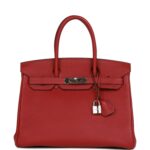 Top Quality Hermes Birkin 30 Rouge Imperial Togo Palladium Hardware