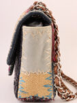 CHANEL Around 2012 Made Denim Patchworks Turn-Lock Chain Bag Indigo/Multi