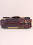 CHANEL Around 2012 Made Denim Patchworks Turn-Lock Chain Bag Indigo/Multi