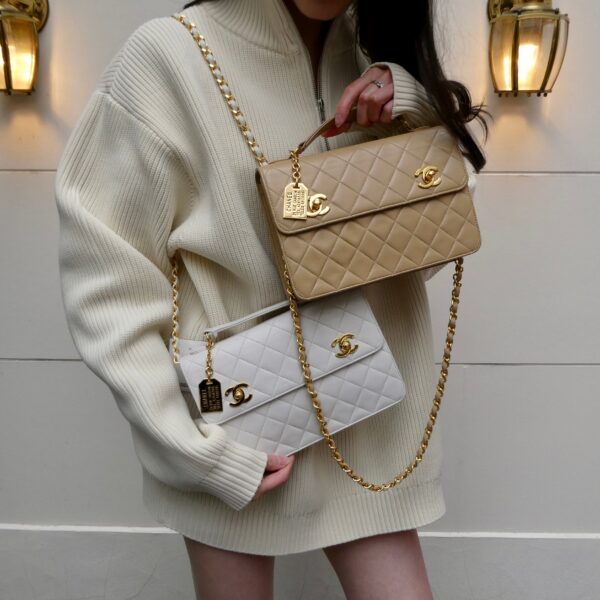 CHANEL 1989-1991 Double Turnlock 2way Handbag