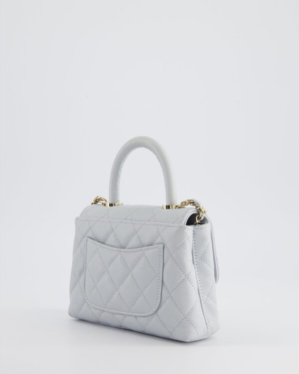 Chanel Pale Blue Extra Mini Coco Top Handle Bag in Caviar Leather with Champagne Gold Hardware