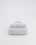 Chanel Pale Blue Extra Mini Coco Top Handle Bag in Caviar Leather with Champagne Gold Hardware