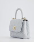 Chanel Pale Blue Extra Mini Coco Top Handle Bag in Caviar Leather with Champagne Gold Hardware