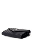 Saint Laurent Chevron Leather Monogram Wallet Chain Bag Black