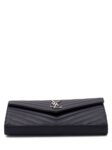 Saint Laurent Chevron Leather Monogram Wallet Chain Bag Black