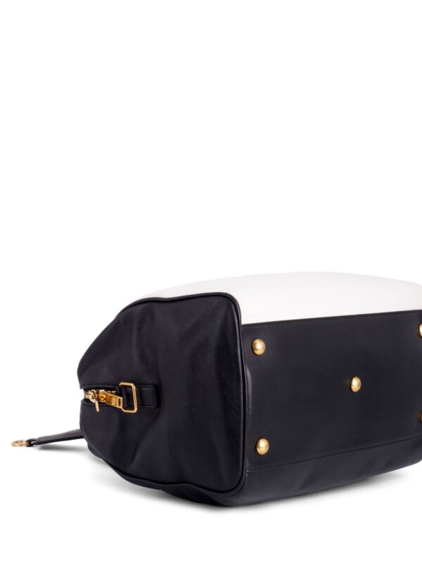 Saint Laurent Leather Speedy Bag 30 Black White
