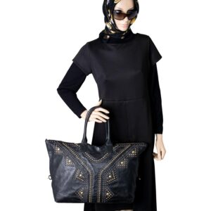Saint-Laurent-Leather-Studded-Y-Large-Shopper-Bag-Black-2