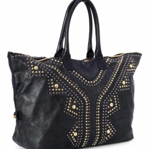 Saint Laurent Leather Studded Y Large Shopper Bag Black