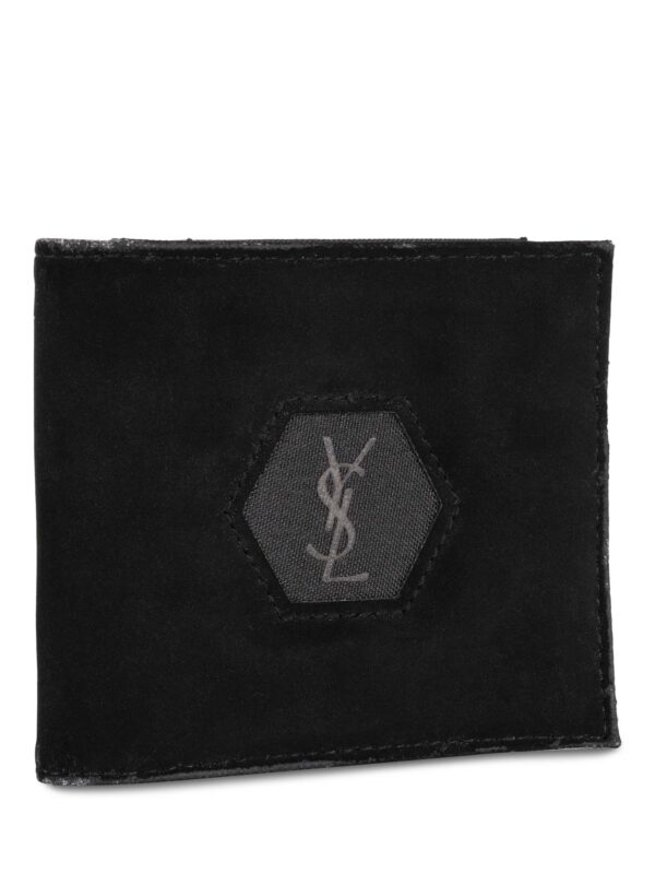 Saint Laurent Suede Logo Square Wallet Black