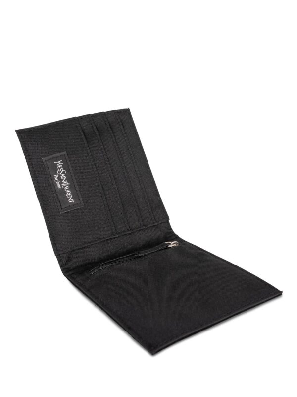 Saint Laurent Suede Logo Square Wallet Black