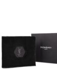 Saint Laurent Suede Logo Square Wallet Black