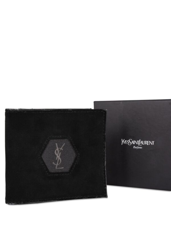 Saint Laurent Suede Logo Square Wallet Black