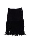 Yves Saint Laurent - Black Lamb Suede Fringe Skirt Sz 4