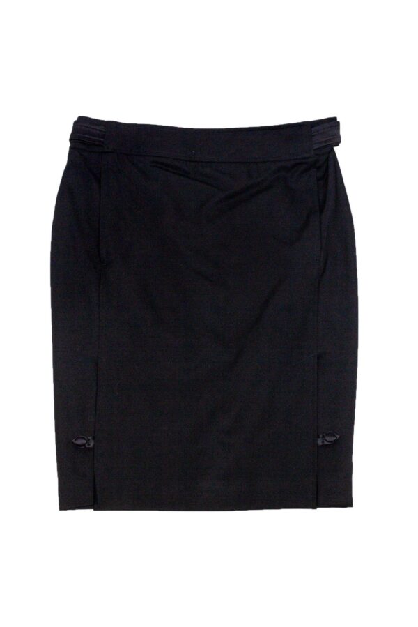 Yves Saint Laurent - Black Pencil Skirt w/ Buttons Sz 8