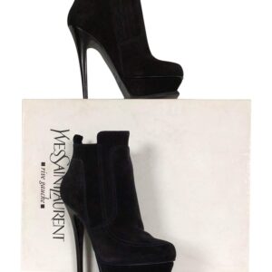 Yves Saint Laurent - Black Suede Platform Booties Sz 5
