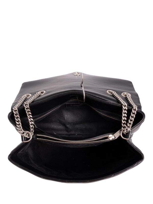Yves Saint Laurent Chevron Leather Medium Loulou Flap Messenger Bag Black