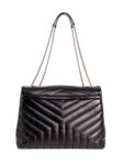 Yves Saint Laurent Chevron Leather Medium Loulou Flap Messenger Bag Black