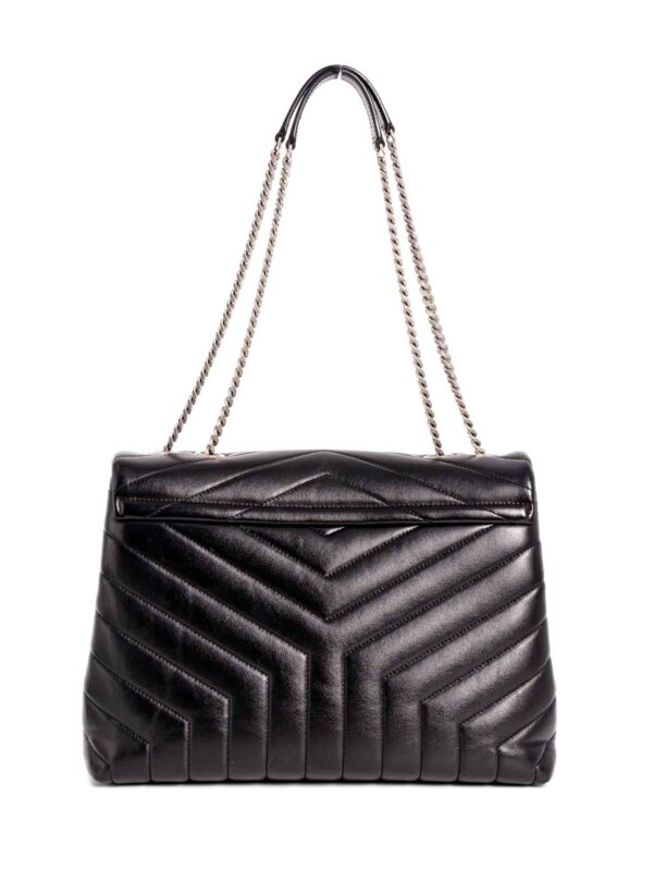 Yves Saint Laurent Chevron Leather Medium Loulou Flap Messenger Bag Black