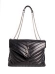 Yves Saint Laurent Chevron Leather Medium Loulou Flap Messenger Bag Black