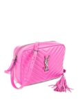 Yves Saint Laurent Chevron Leather Tassel Camera Messenger Bag Magenta Pink