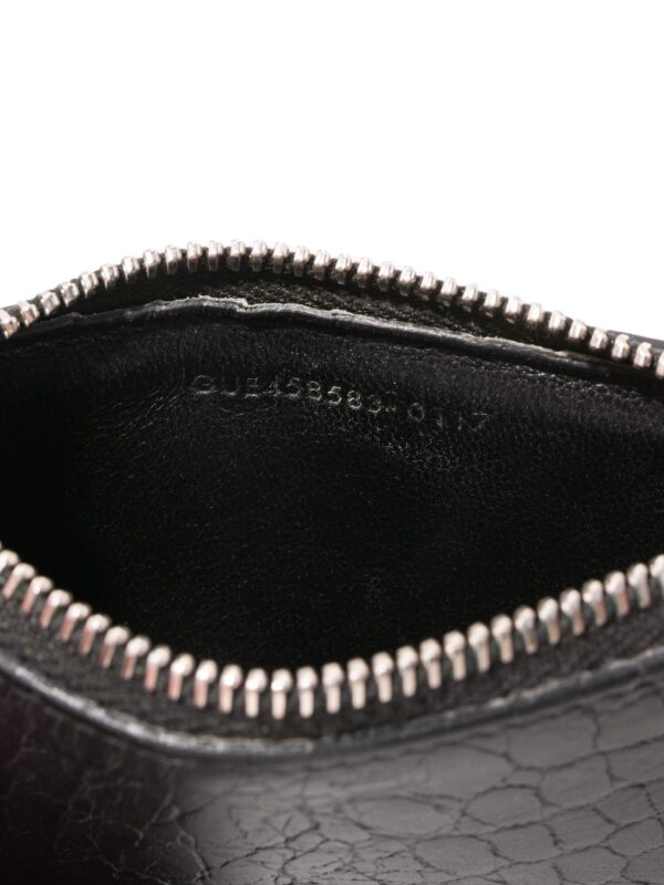 Yves Saint Laurent Croc Embossed Card Holder Black