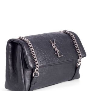 Yves Saint Laurent Crocodile Embossed LeatherWest Hollywood Bag Black