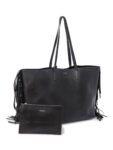 Yves Saint Laurent Leather East-West Fringe Tote Bag Black