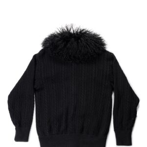 Yves-Saint-Laurent-Leather-Wool-Curly-Lamb-Collar-Sweater-Jacket-Black-2
